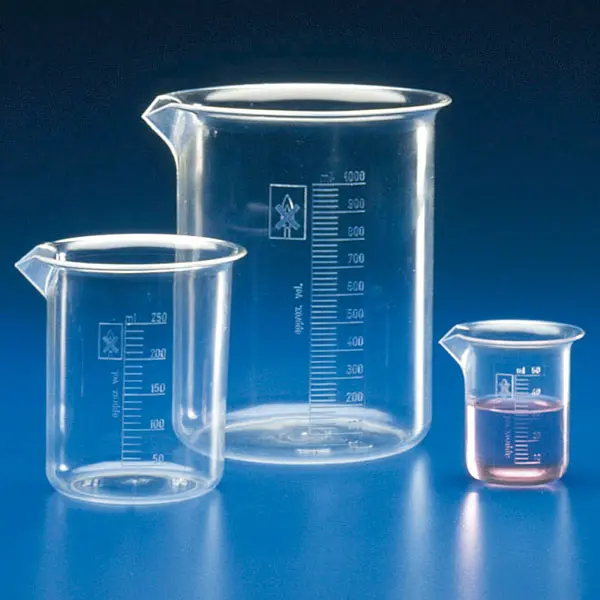 SERVOPRAX Messbecher graduiert, Niedrige Form, PMP (Inhalt: 25 ml)