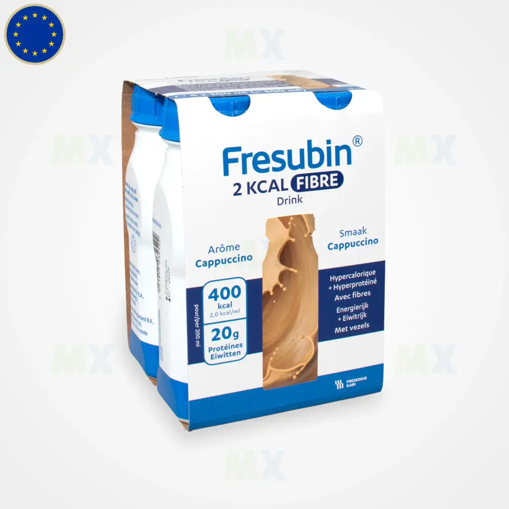 Fresenius Kabi Fresubin 2kcal fibre Drink Cappuccino 4er (Geschmacksrichtung: Cappuccino, Inhalt / Anzahl: 4 x 200 ml, Kaloriengehalt: 2 kcal, Trinkfertig / Pulver: Trinkfertig)