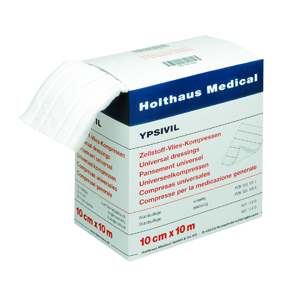 HOLTHAUS YPSIVIL Zellstoff-Vlies-Kompresse 10 cm x 10 m unsteril