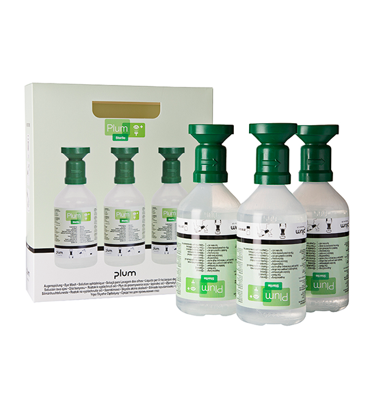 PLUM Eye wash carton 3 x 500 ml bottle with eye cup and dust cap