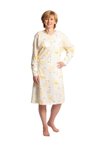 SUPRIMA Pflegehemd langarm mit Blumenmuster gelb