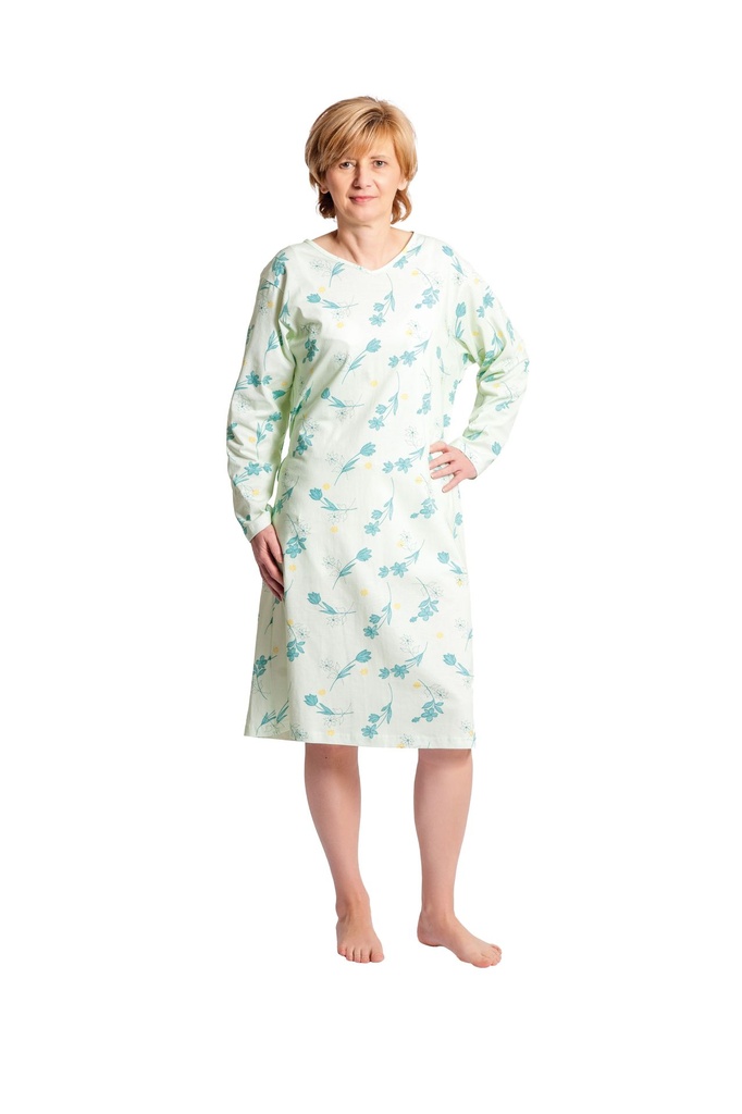 SUPRIMA Pflegehemd langarm mit Blumenmuster mint