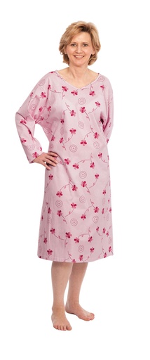 SUPRIMA Pflegehemd langarm mit Blumenmuster rosa