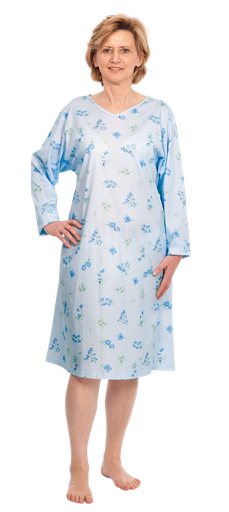 SUPRIMA Pflegehemd langarm mit Blumenmuster hellblau