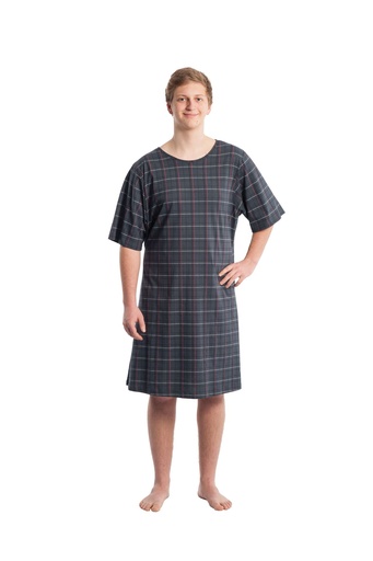 SUPRIMA Pflegehemd für Herren Karo-Anthrazit