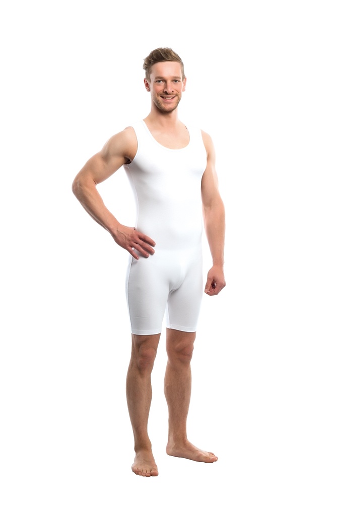 SUPRIMA Care bodysuit for women and men sleeveless and shorter leg white