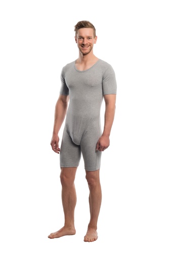 SUPRIMA Care bodysuit for women and men short sleeve grey