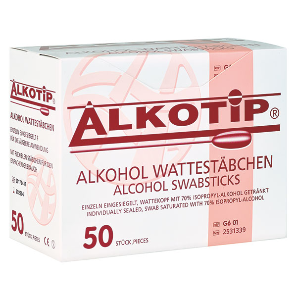 ALKOTIP Alcohol swab sticks with large cotton head, Ø 10 x 100 mm