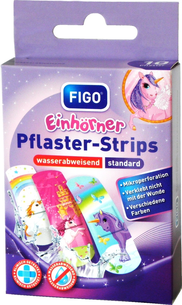 FIGO Kinder Pflaster-Strips Einhörner, 10 Stück