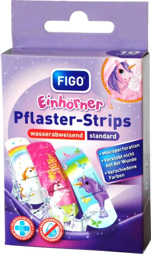 [21436-01] FIGO Kinder Pflaster-Strips Einhörner, 10 Stück