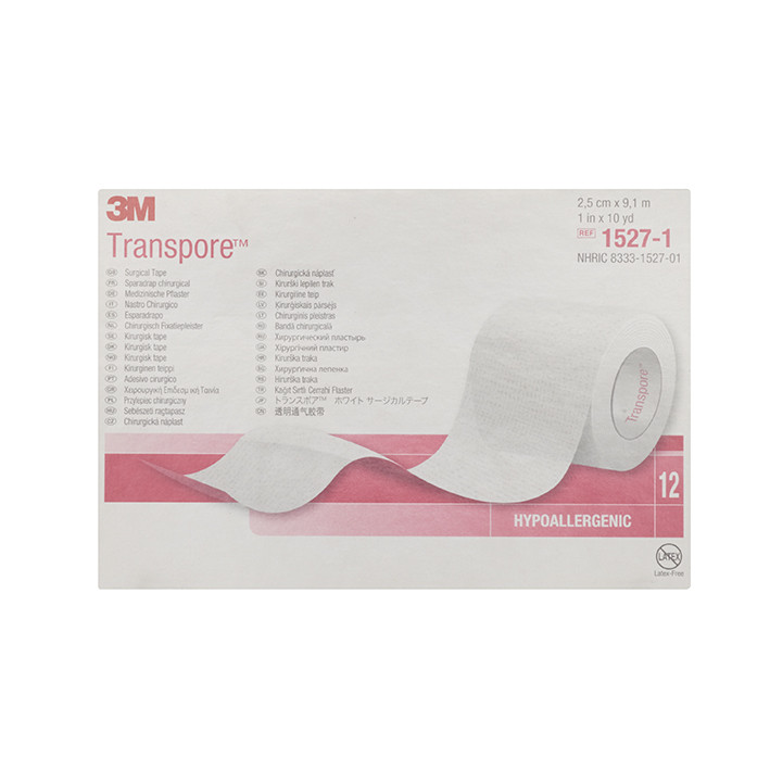 3M Transpore Fixing plaster transparent, 2.5 cm x 9.1 m 12 pieces