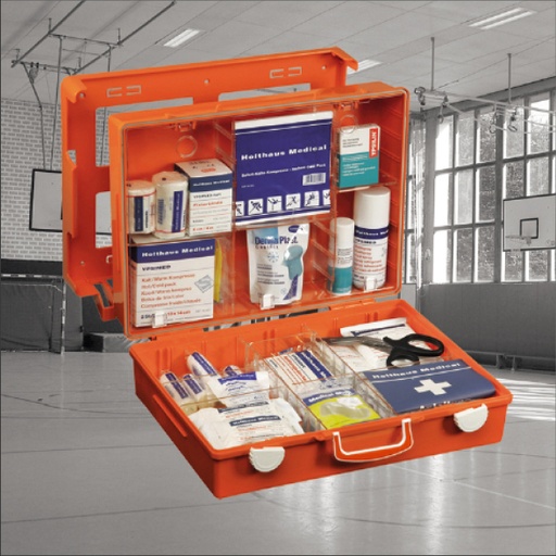 [25376-01] HOLTHAUS Sanitätskoffer SPORT gefüllt, orange.