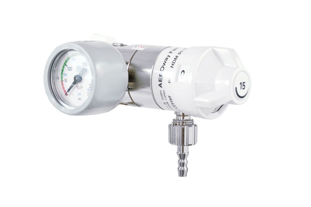 HUM AEROway Oxygen Pressure reducer 0-15l/min G 3/4 Connection side left