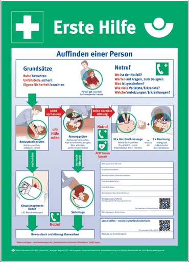 [15036-01] HOLTHAUS Tafel Anleitung zur Ersten Hilfe bei Unfällen