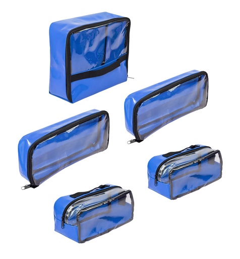 [15203-05] HUM Modultaschen Plane blau S / M / L / XL, Set alle 5 Taschen