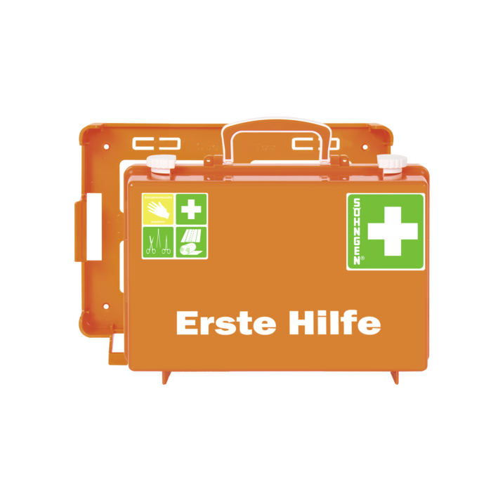 SÖHNGEN First Aid Case SN-CD Standard with filling acc. to DIN 13157, orange with wall bracket