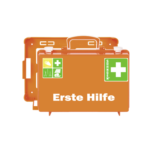 [19624-01] SÖHNGEN Erste-Hilfe Koffer SN-CD Norm mit Füllung nach DIN 13157, orange mit Wandhalterung