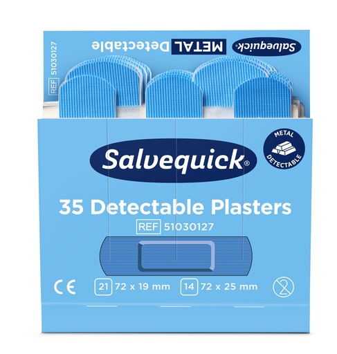[24923-01] CEDERROTH Salvequick Plaster Strips Blue Detectable Plaster, water resistant