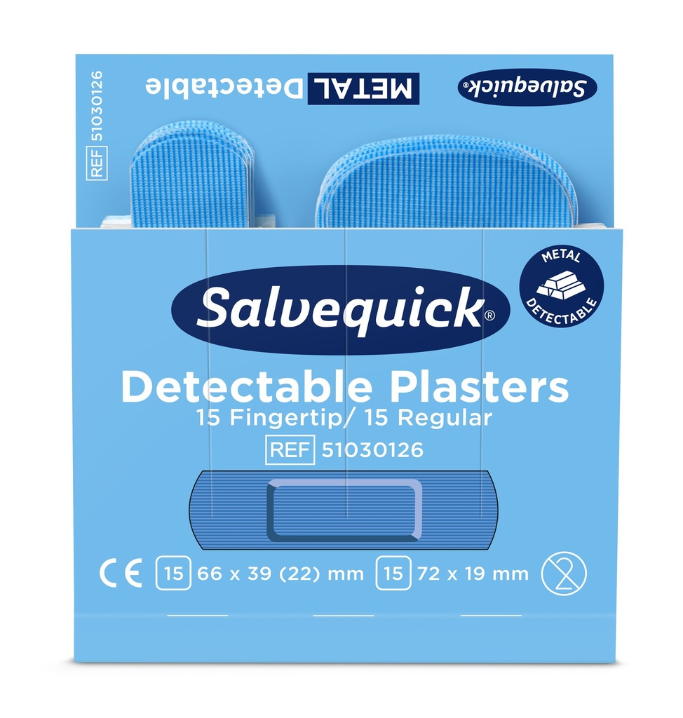 CEDERROTH Salvequick Blue Detectable Pflastermix Fingerkuppe/Normal, wasserabweisend