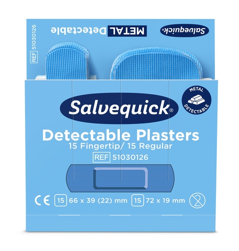 [24924-01] CEDERROTH Salvequick Blue Detectable Pflastermix Fingerkuppe/Normal, wasserabweisend