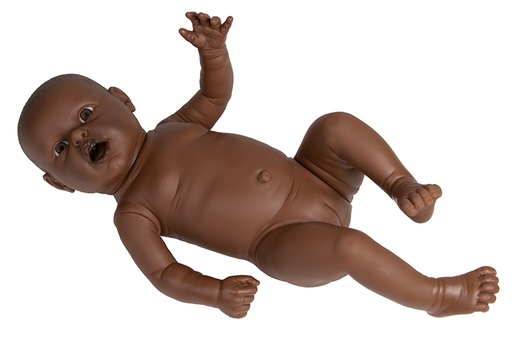 [23184-01] ERLERZIMMER Neugeborenen-Puppe Eltern-Übungsbaby weiblich dunkel