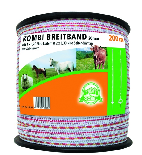 [23660-01] GÖBEL Combi broad tape 200m 20mm 4x0.20+2x0.30 Stainless steel