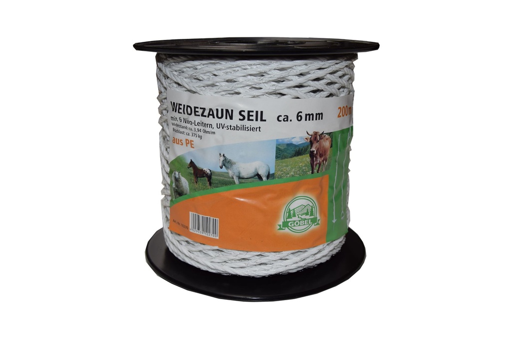 GÖBEL Electric rope, 200m white approx. 6mm 6 Stainless steel
