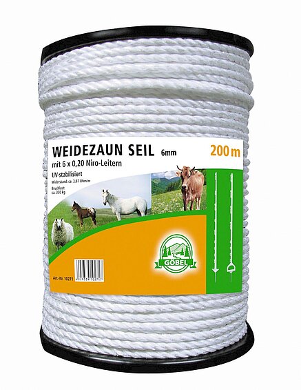 GÖBEL Electric rope Upland, 6mm 200m 6 Stainless steel white