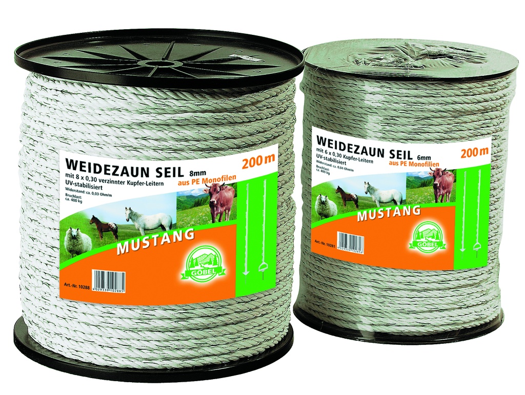 GÖBEL Elektroseil Mustang aus PE Monofilen 6mm 200m