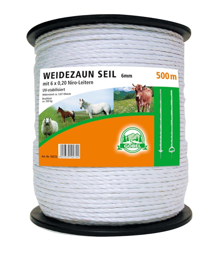 GÖBEL Elektroseil Niro, 500m weiß 6mm 6 x 0,20