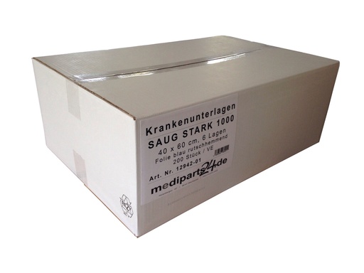 [12942-01] MEDDAX Saug Stark 1000 Krankenunterlagen 6-lagig Karton 40 x 60 cm