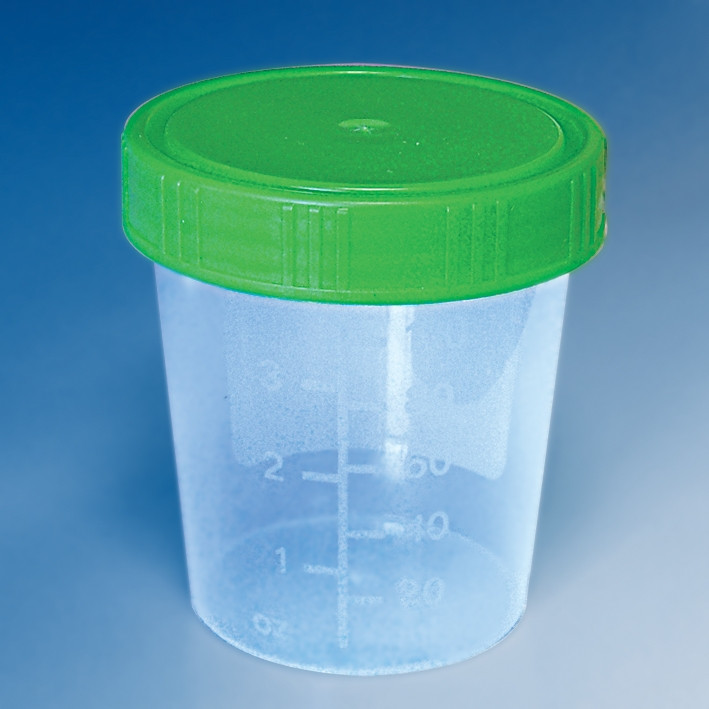 MEGRO Urine cup 100/125 ml with screw cap green