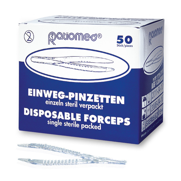 MEGRO Disposable tweezers ratiomed sterile crystal clear, 12.5 cm
