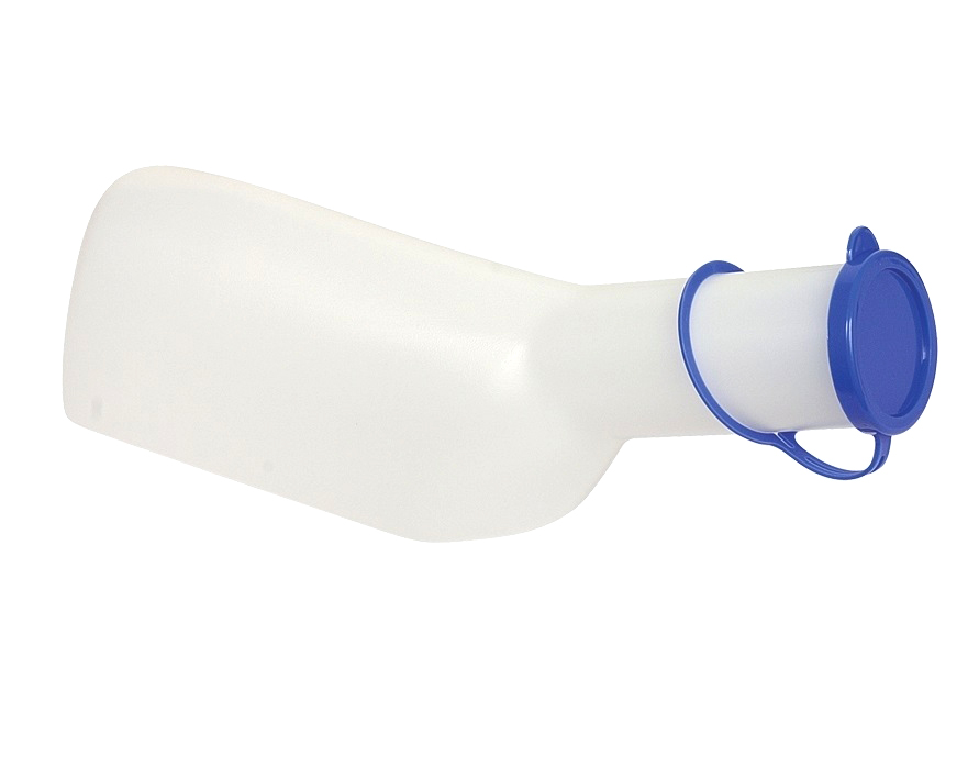 AMPRI Urinflasche für Männer, blauer Deckel, aus PP