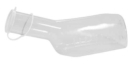 [18900-01] AMPRI Urine bottle for men, white lid, square, made of polycarbonate