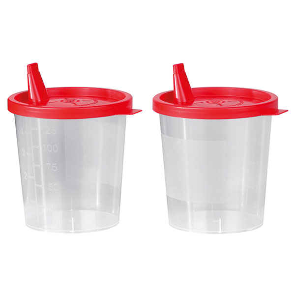 SERVOPRAX Urine cup with snap-on lid and spout, 125 ml