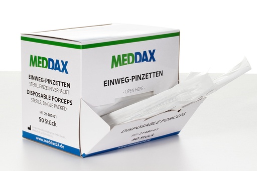 [21480-01] MEDDAX Disposable tweezers sterile 12.5 cm, 50 pieces