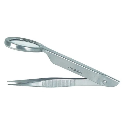 [25576-01] SERVOPRAX Tweezers with magnifier 9cm