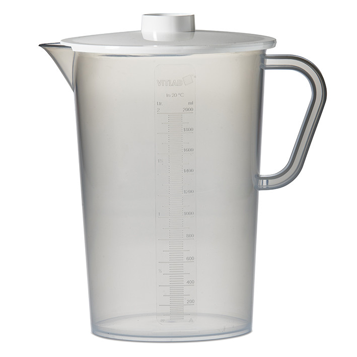 VITLAB Sammelgefäß, mit Deckel, PC, erhabene Skala, 2000 ml