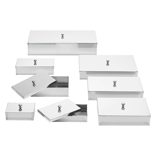 SERVOPRAX Instrumentenschale mit Knopfdeckel aus Edelstahl vers. Größen