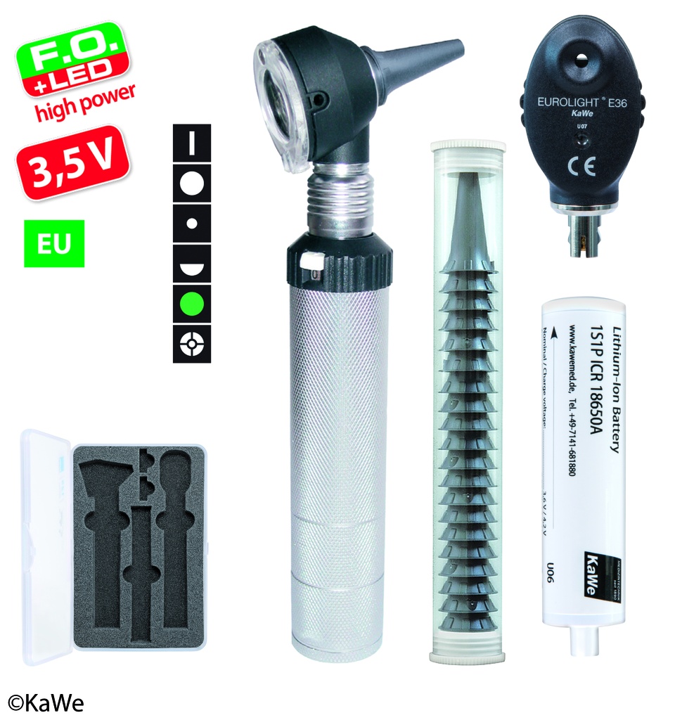 KAWE Otoskop/Ophthalmoskop-Set F.O.30 LED / E36 (EU) 3,5 V