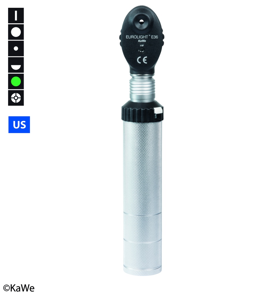KAWE Eurolight Ophtalmoskop E36 (USA) 2,5 V Komplett-Set