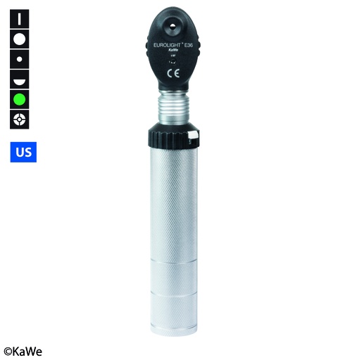 [18331-01] KAWE Eurolight Ophtalmoskop E36 (USA) 2,5 V Komplett-Set