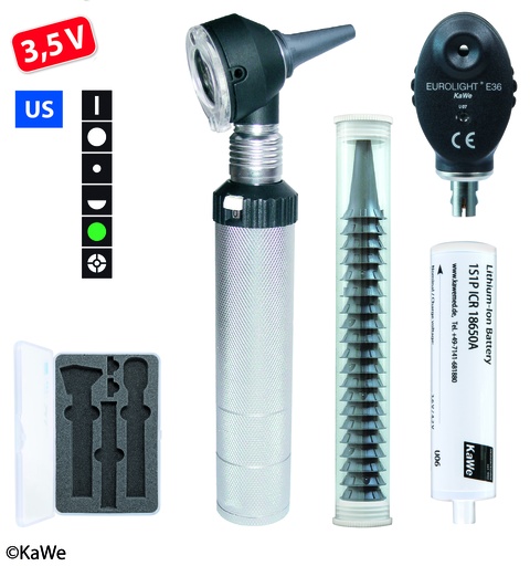[18405-01] KAWE Otoscope/Ophthalmoscope Set F.O.30 / E36 (US) 3.5 V
