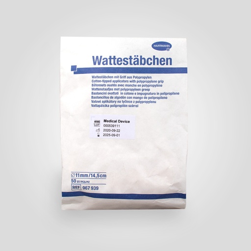 [18301-01] HARTMANN Wattestäbchen unsteril, aus Polypropylen, 11 mm Ø, mit großem Wattekopf