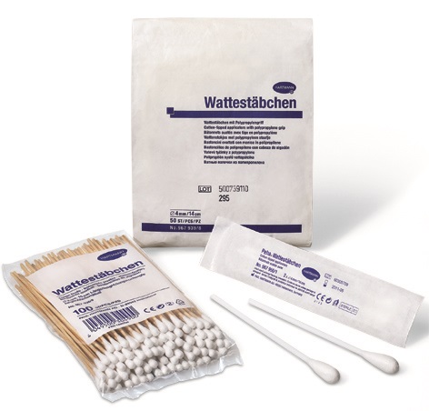 HARTMANN Cotton swabs sterile, made of polypropylene, 10-11 mm Ø, with large cotton head