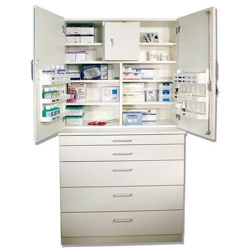 [21794-01] WAGNER Medicine and dressing cabinet white with wooden doors white  21.112