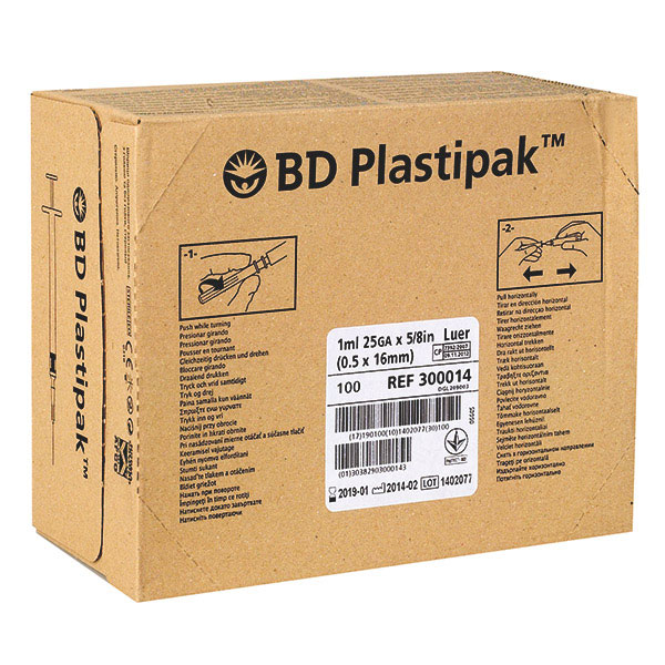 BD Plastipak Tuberculin syringes 1 ml, Luer, without needle