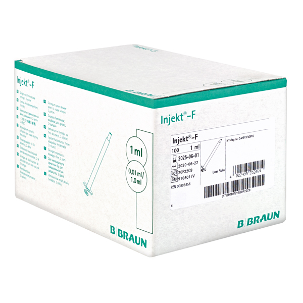 B.BRAUN Injekt-F Fine dosage syringes 1 ml, without needle, 2-part
