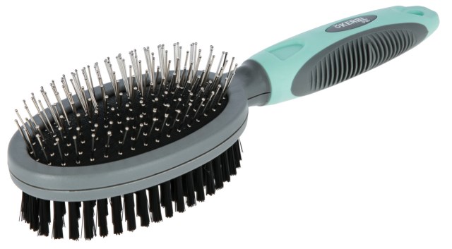 KERBL Double brush, turquoise / grey, 24 cm